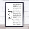 Kehlani TOXIC White Script Song Lyric Print