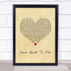 Keith Urban Come Back To Me Vintage Heart Song Lyric Print
