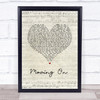 Kodaline Moving On Script Heart Song Lyric Print