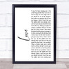 Koe Wetzel Love White Script Song Lyric Print