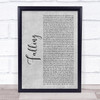 Krept & Konan Falling Grey Rustic Script Song Lyric Print