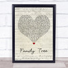 Kyle Falconer Family Tree Script Heart Song Lyric Print