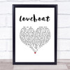 Kylie Minogue Loveboat White Heart Song Lyric Print