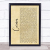 Lana Del Rey Carmen Rustic Script Song Lyric Print