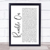 Led Zeppelin Ramble On White Script Song Lyric Print