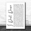 Lee Brice I Don't Dance White Script Song Lyric Print