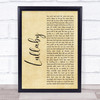 Lemar Lullaby Rustic Script Song Lyric Print