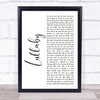 Lemar Lullaby White Script Song Lyric Print