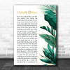 Lighthouse Family Ocean Drive Gold Green Botanical Leaves Side Script Song Lyric Print