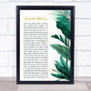 Lighthouse Family Ocean Drive Gold Green Botanical Leaves Side Script Song Lyric Print