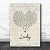 Lionel Richie Lady Script Heart Song Lyric Print