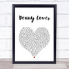 Lionel Richie Penny Lover White Heart Song Lyric Print