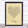 Lionel Ritchie Truly Vintage Heart Song Lyric Print