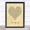 Louis Tomlinson Two Of Us Vintage Heart Song Lyric Print