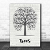 Lovehammers Trees Music Script Tree Song Lyric Print
