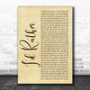 Luther Vandross I'd Rather Rustic Script Song Lyric Print