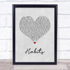 Machine Gun Kelly Habits Grey Heart Song Lyric Print