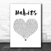 Machine Gun Kelly Habits White Heart Song Lyric Print