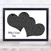 MAJOR Why I Love You Landscape Black & White Two Hearts Song Lyric Print
