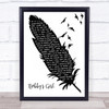 Marcie Blane Bobby's Girl Black & White Feather & Birds Song Lyric Print