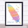 Marcie Blane Bobby's Girl Watercolour Feather & Birds Song Lyric Print