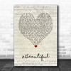 Mariah Carey #Beautiful Script Heart Song Lyric Print