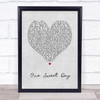 Mariah Carey One Sweet Day Grey Heart Song Lyric Print