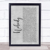 Martin Jensen & James Arthur Nobody Grey Rustic Script Song Lyric Print