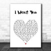 Marvin Gaye I Want You White Heart Song Lyric Print