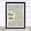 Matchbox 20 Bright Lights Vintage Script Song Lyric Print