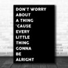 Black Bob Marley Don't Worry Song Lyric Music Wall Art Print