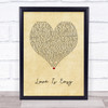 McFly Love Is Easy Vintage Heart Song Lyric Print