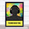 Mella Dee Techno Disco Tool Multicolour Man Headphones Song Lyric Print