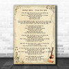 Michael Buble Close Your Eyes Vintage Guitar Song Lyric Print