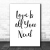 Beatles Love Is All You Need Song Lyric Music Wall Art Print