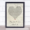 Michael Jackson They Don't Care About Us Script Heart Song Lyric Print