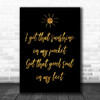 Black & Gold Can't Stop The Feeling Justin Timberlake Song Lyric Music Wall Art Print