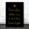 Black & Gold Grease Summer Nights Song Lyric Music Wall Art Print