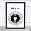 Morjac Stars Vinyl Record Song Lyric Print