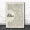 Mumford & Sons Believe Vintage Script Song Lyric Print