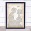 Nat King Cole Smile Man Lady Bride Groom Wedding Song Lyric Print