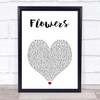 Nathan Dawe Flowers White Heart Song Lyric Print