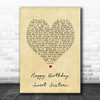 Neil Sedaka Happy Birthday, Sweet Sixteen Vintage Heart Song Lyric Print