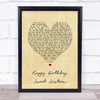 Neil Sedaka Happy Birthday, Sweet Sixteen Vintage Heart Song Lyric Print