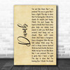 Nirvana Dumb Rustic Script Song Lyric Print