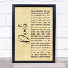 Nirvana Dumb Rustic Script Song Lyric Print