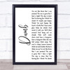 Nirvana Dumb White Script Song Lyric Print