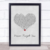 Noisettes Never Forget You Grey Heart Song Lyric Print