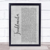 Olly Murs Troublemaker Grey Rustic Script Song Lyric Print