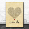 OneRepublic Secrets Vintage Heart Song Lyric Print